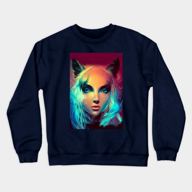 Cougar woman Crewneck Sweatshirt by Nobiya